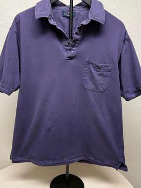 Men's Purple Short-Sleeve Polo with Chest Pocket